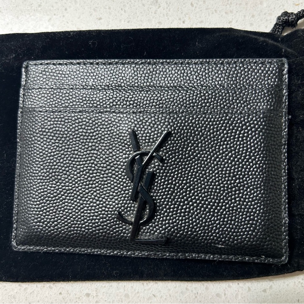 YSL BLACK CARDHOLDER WITH BLACK HARDWARE